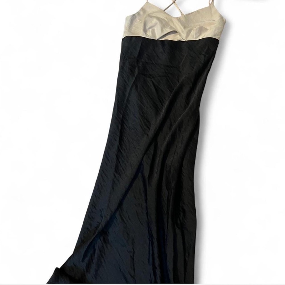 Black and cream silky dress